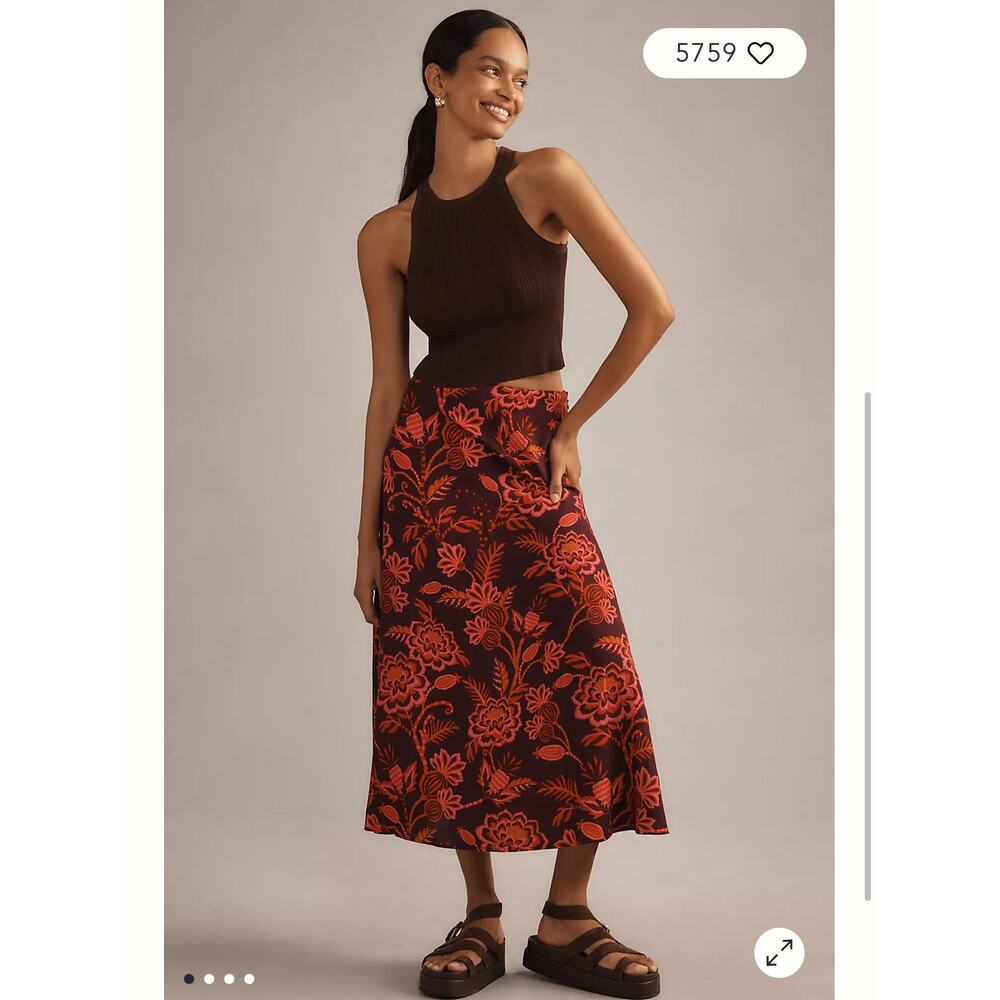 Farm Rio Anthropologie Slip Midi Skirt Size Small